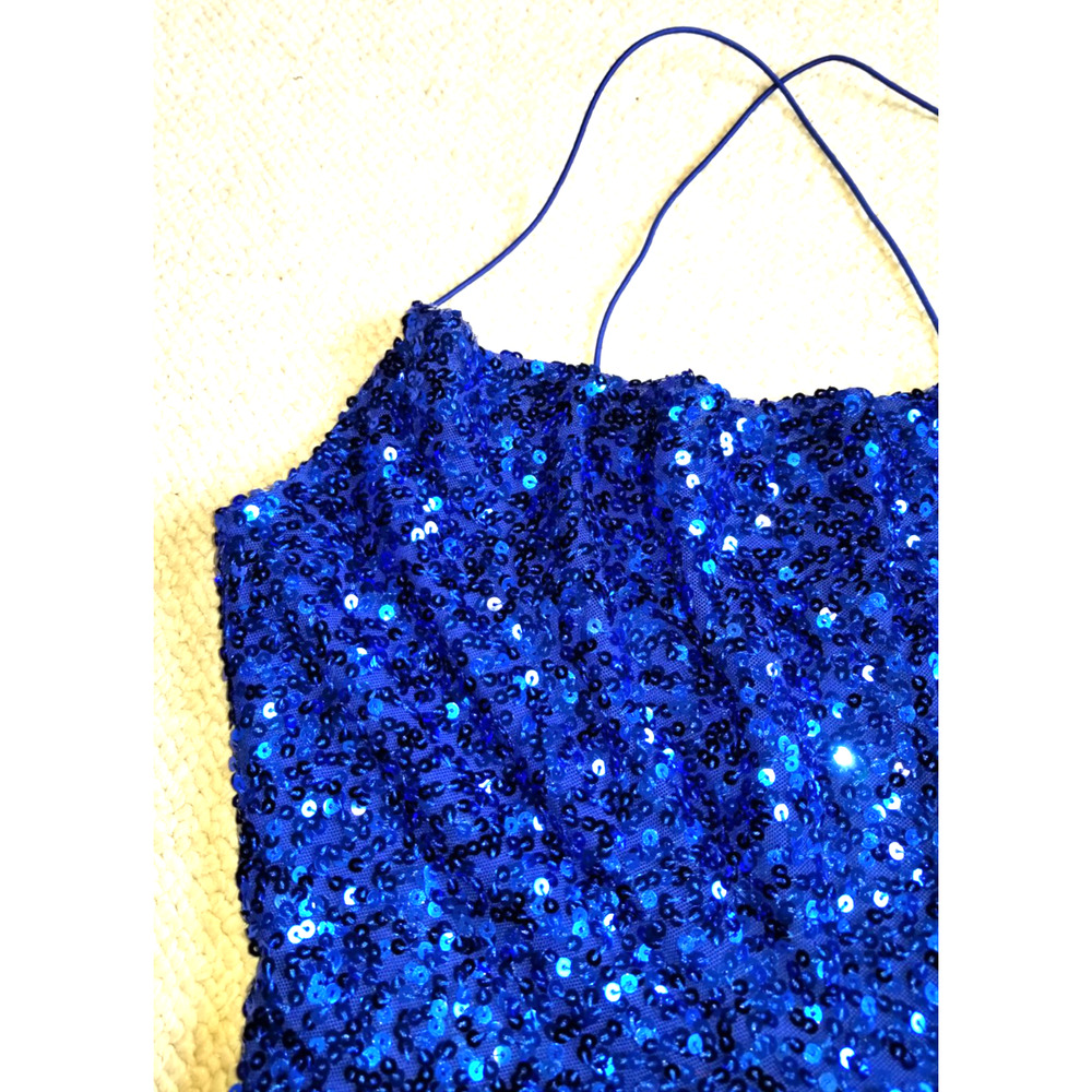 NWT $120 Womens Dress-WINDSOR-blue 'Esperanza Formal Sequin Cowl Neck'-M - Picture 2 of 7